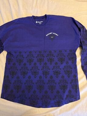 Disney Haunted Mansion Ghost Host Long Sleeve Tee - Purple & Black Spirit Jersey